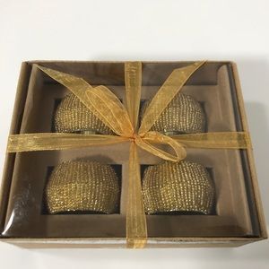 Gold Beaded Napkin Rings Set of 4